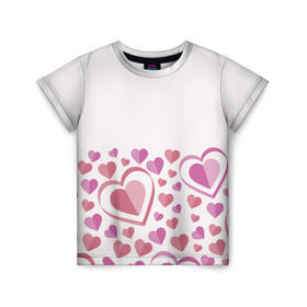 Детская футболка 3D с принтом Нежность и страсть в Рязани, 100% гипоаллергенный полиэфир | прямой крой, круглый вырез горловины, длина до линии бедер, чуть спущенное плечо, ткань немного тянется | 14 | love | валентин | губы | день | любовь | подарок | поцелуй | сердце | страсть | февраль