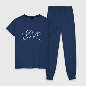 Женская пижама хлопок с принтом Lil Love Tattoo в Рязани, 100% хлопок | брюки и футболка прямого кроя, без карманов, на брюках мягкая резинка на поясе и по низу штанин | lil peep | rap | густав ор | лил пип | рэп