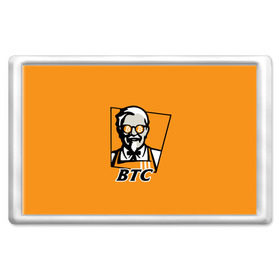 Магнит 45*70 с принтом BITCOIN в стиле KFC в Рязани, Пластик | Размер: 78*52 мм; Размер печати: 70*45 | bitcoin | btc | crypto | kfc | биткоин | валюта | деньги | криптовалюта | цифровое золото