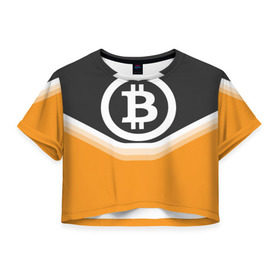 Женская футболка 3D укороченная с принтом BITCOIN UNIFORM в Рязани, 100% полиэстер | круглая горловина, длина футболки до линии талии, рукава с отворотами | bitcoin | btc | coin | crypto | ethereum | money | orange | биткоин | валюта | деньги | известные | криптовалюта | логотип | монета | надписи.cash | оранжевый | цвет | цифровое золото | эфир