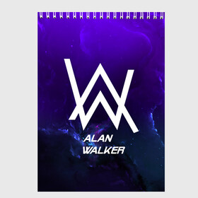 Скетчбук с принтом Alan Walker SPACE COLLECTION в Рязани, 100% бумага
 | 48 листов, плотность листов — 100 г/м2, плотность картонной обложки — 250 г/м2. Листы скреплены сверху удобной пружинной спиралью | alan walker | club | music | абстракция | клубная музыка | космос | краски | музыка