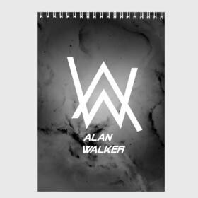 Скетчбук с принтом ALAN WALKER в Рязани, 100% бумага
 | 48 листов, плотность листов — 100 г/м2, плотность картонной обложки — 250 г/м2. Листы скреплены сверху удобной пружинной спиралью | alan walker | club | music | абстракция | клубная музыка | космос | краски | музыка