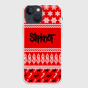 Чехол для iPhone 13 mini с принтом Праздничный Slipknot в Рязани,  |  | slipknot | альтернативный | грув | кори тейлор | красный | крис фен | метал | новогодний | новый год | ню | рождество | рок | слайпкнот | слипкнот | слипнот | снежинки