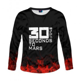 Женский лонгслив 3D с принтом 30 seconds to mars в Рязани, 100% полиэстер | длинные рукава, круглый вырез горловины, полуприлегающий силуэт | 30 seconds to mars | band | metal | music | rock | атрибутика | группа | метал | музыка | рок