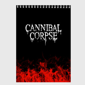 Скетчбук с принтом Cannibal Corpse в Рязани, 100% бумага
 | 48 листов, плотность листов — 100 г/м2, плотность картонной обложки — 250 г/м2. Листы скреплены сверху удобной пружинной спиралью | band | cannibal corpse | metal | music | rock | атрибутика | группа | метал | музыка | рок