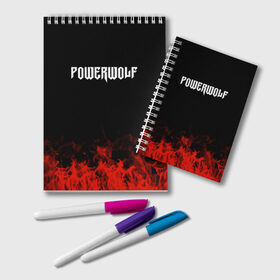 Блокнот с принтом Powerwolf в Рязани, 100% бумага | 48 листов, плотность листов — 60 г/м2, плотность картонной обложки — 250 г/м2. Листы скреплены удобной пружинной спиралью. Цвет линий — светло-серый
 | band | metal | music | powerwolf | rock | атрибутика | группа | метал | музыка | рок