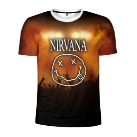 Мужская футболка 3D спортивная с принтом Nirvana в Рязани, 100% полиэстер с улучшенными характеристиками | приталенный силуэт, круглая горловина, широкие плечи, сужается к линии бедра | 