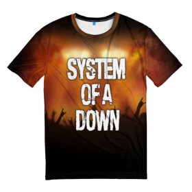 Мужская футболка 3D с принтом System of a Down в Рязани, 100% полиэфир | прямой крой, круглый вырез горловины, длина до линии бедер | 