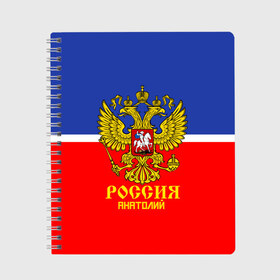 Тетрадь с принтом Хоккеист Анатолий в Рязани, 100% бумага | 48 листов, плотность листов — 60 г/м2, плотность картонной обложки — 250 г/м2. Листы скреплены сбоку удобной пружинной спиралью. Уголки страниц и обложки скругленные. Цвет линий — светло-серый
 | hockey | name | russia | sport | анатолий | имена | россия | русский | спорт | спортивный | униформа | форма | хоккеист | хоккей