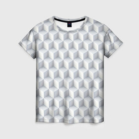 Женская футболка 3D с принтом 3D Кубы в Рязани, 100% полиэфир ( синтетическое хлопкоподобное полотно) | прямой крой, круглый вырез горловины, длина до линии бедер | 3д | иллюзия | куб | кубы | паттерн | текстура | узор