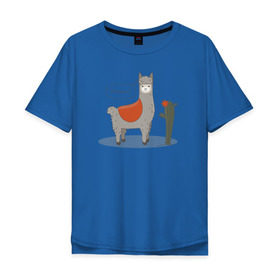 Мужская футболка хлопок Oversize с принтом alpaca-llama в Рязани, 100% хлопок | свободный крой, круглый ворот, “спинка” длиннее передней части | Тематика изображения на принте: alpaca | llama | альпака | кактус | лама