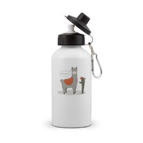 Бутылка спортивная с принтом alpaca-llama в Рязани, металл | емкость — 500 мл, в комплекте две пластиковые крышки и карабин для крепления | Тематика изображения на принте: alpaca | llama | альпака | кактус | лама