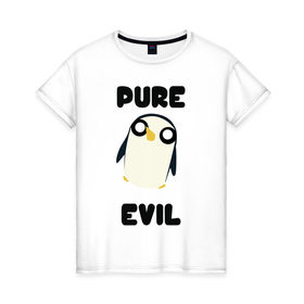 Женская футболка хлопок с принтом Пингвин в Рязани, 100% хлопок | прямой крой, круглый вырез горловины, длина до линии бедер, слегка спущенное плечо | adventure time | время приключений | гантер | пингвин