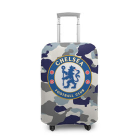 Чехол для чемодана 3D с принтом FC Chelsea Camouflage в Рязани, 86% полиэфир, 14% спандекс | двустороннее нанесение принта, прорези для ручек и колес | 