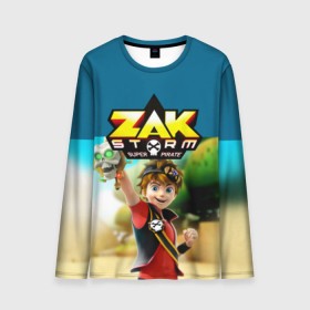 Мужской лонгслив 3D с принтом Zak Storm_2 в Рязани, 100% полиэстер | длинные рукава, круглый вырез горловины, полуприлегающий силуэт | zak storm | дети | зак шторм | мультик | мультики | мультфильм | мультфильмы | сёрфинг