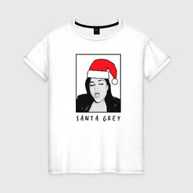 Женская футболка хлопок с принтом Sasha Grey (Santa) в Рязани, 100% хлопок | прямой крой, круглый вырез горловины, длина до линии бедер, слегка спущенное плечо | brazzers | sasha gray | sasha grey | бразерс | браззерс | саша грей | саша грэй