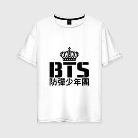 Женская футболка хлопок Oversize с принтом Bangtan Boys в Рязани, 100% хлопок | свободный крой, круглый ворот, спущенный рукав, длина до линии бедер
 | bangtan boys | bts | j hope | jimin | jin | jungkook | k pop | rm | sonyeondan | suga | v | бойз бойс | бойскауты | бтс бенгтан. бангтан | группа | к поп | корейская | пуленепробиваемые | хип хоп