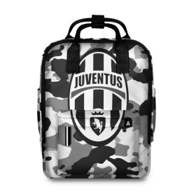 Женский рюкзак 3D с принтом FC Juventus Camouflage в Рязани, 100% полиэстер | лямки с регулируемой длиной, сверху ручки, чтобы рюкзак нести как сумку. Основное отделение закрывается на молнию, как и внешний карман. Внутри два дополнительных кармана, один из которых закрывается на молнию. По бокам два дополнительных кармашка, куда поместится маленькая бутылочка
 | football | italia | juve | juventus | logo | sport | арт | италия | лига | лого | спорт | текстура | фк | футбол | футбольный клуб | эмблема | ювентус