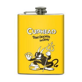 Фляга с принтом Cuphead в Рязани, металлический корпус | емкость 0,22 л, размер 125 х 94 мм. Виниловая наклейка запечатывается полностью | Тематика изображения на принте: cuphead | капхед | компьтерная игра