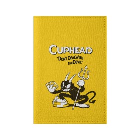 Обложка для паспорта матовая кожа с принтом Cuphead в Рязани, натуральная матовая кожа | размер 19,3 х 13,7 см; прозрачные пластиковые крепления | Тематика изображения на принте: cuphead | капхед | компьтерная игра