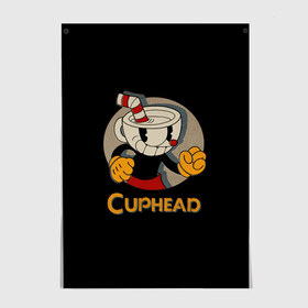 Постер с принтом Cuphead в Рязани, 100% бумага
 | бумага, плотность 150 мг. Матовая, но за счет высокого коэффициента гладкости имеет небольшой блеск и дает на свету блики, но в отличии от глянцевой бумаги не покрыта лаком | cuphead | капхед | компьтерная игра