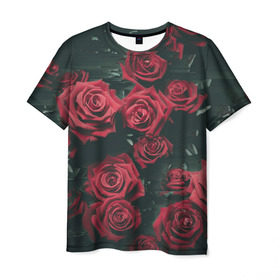 Мужская футболка 3D с принтом Цветы Розы в Рязани, 100% полиэфир | прямой крой, круглый вырез горловины, длина до линии бедер | 8 | день | женский | женский день | красная | любовь | марта | роза | розы | цветы