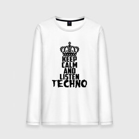 Мужской лонгслив хлопок с принтом Keep calm and listen Techno в Рязани, 100% хлопок |  | Тематика изображения на принте: ebm | edm | hi nrg | techno | габбер | даб | детройт | дип | индастриал | италиан | минимал | музыка | синтипоп | тек хаус | техно | фанк | хард | чикаго хаус | шранц | эйсид | электро | электронная