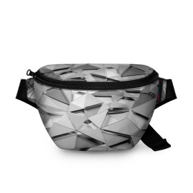 Поясная сумка 3D с принтом Gray triangle в Рязани, 100% полиэстер | плотная ткань, ремень с регулируемой длиной, внутри несколько карманов для мелочей, основное отделение и карман с обратной стороны сумки застегиваются на молнию | 