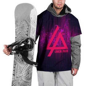 Накидка на куртку 3D с принтом LP neon wave в Рязани, 100% полиэстер |  | Тематика изображения на принте: линкин парк | лого