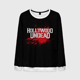 Мужской свитшот 3D с принтом Hollywood Undead в Рязани, 100% полиэстер с мягким внутренним слоем | круглый вырез горловины, мягкая резинка на манжетах и поясе, свободная посадка по фигуре | band | blood | hollywood undead | metal | music | rock | атрибутика | группа | кровь | метал | музыка | рок