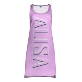 Платье-майка 3D с принтом Alisa-pink в Рязани, 100% полиэстер | полуприлегающий силуэт, широкие бретели, круглый вырез горловины, удлиненный подол сзади. | alisa | alisa pink | name | name alisa | pink | алиса | имена | имя | имя алиса