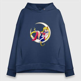 Женское худи Oversize хлопок с принтом Sailor Moon в Рязани, френч-терри — 70% хлопок, 30% полиэстер. Мягкий теплый начес внутри —100% хлопок | боковые карманы, эластичные манжеты и нижняя кромка, капюшон на магнитной кнопке | sailor moon | sailormoon | сейлор мун | сейлормун