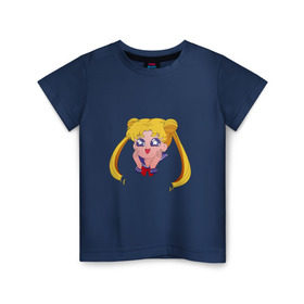 Детская футболка хлопок с принтом Sailor Moon в Рязани, 100% хлопок | круглый вырез горловины, полуприлегающий силуэт, длина до линии бедер | Тематика изображения на принте: sailor moon | sailormoon | сейлор мун | сейлормун