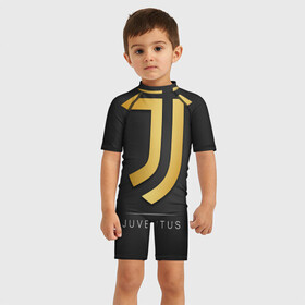 Детский купальный костюм 3D с принтом Juventus Gold Edition в Рязани, Полиэстер 85%, Спандекс 15% | застежка на молнии на спине | champions | italy | jeep | juventus | league | италия | лига | чемпионов | ювентус