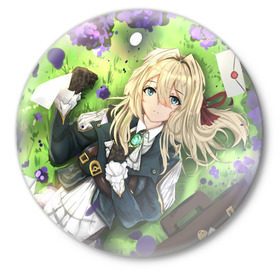 Значок с принтом Violet Evergarden в Рязани,  металл | круглая форма, металлическая застежка в виде булавки | anime | violet evergarden | аниме | вайолет эвергарден