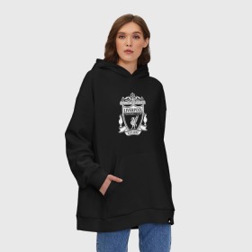 Худи SuperOversize хлопок с принтом Liverpool FC в Рязани, 70% хлопок, 30% полиэстер, мягкий начес внутри | карман-кенгуру, эластичная резинка на манжетах и по нижней кромке, двухслойный капюшон
 | england | football | liverpool fc | logo | sport | англия | ливерпуль | лига | лого | спорт | фк | футбол | футбольный клуб | эмблема