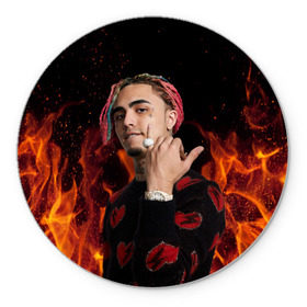 Коврик для мышки круглый с принтом Lil Pump - 103 в Рязани, резина и полиэстер | круглая форма, изображение наносится на всю лицевую часть | eskeetit | esskeetit | lil pump | pamp | pump | лил памп | маленький насос | насос | памп | эшкере | эшкереее | эщкэрэ