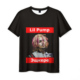 Мужская футболка 3D с принтом Lil Pump - 104 в Рязани, 100% полиэфир | прямой крой, круглый вырез горловины, длина до линии бедер | Тематика изображения на принте: eskeetit | esskeetit | lil pump | pamp | pump | лил памп | маленький насос | насос | памп | эшкере | эшкереее | эщкере | эщкэрэ