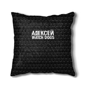 Подушка 3D с принтом Алексей Watch Dogs в Рязани, наволочка – 100% полиэстер, наполнитель – холлофайбер (легкий наполнитель, не вызывает аллергию). | состоит из подушки и наволочки. Наволочка на молнии, легко снимается для стирки | алексей | алеша | леша