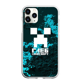 Чехол для iPhone 11 Pro матовый с принтом Глеб в стиле Minecraft в Рязани, Силикон |  | крипер | майнкрафт