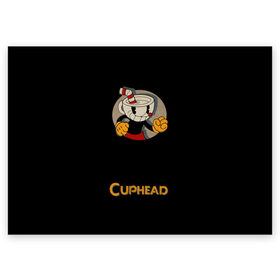 Поздравительная открытка с принтом Cuphead в Рязани, 100% бумага | плотность бумаги 280 г/м2, матовая, на обратной стороне линовка и место для марки
 | Тематика изображения на принте: 