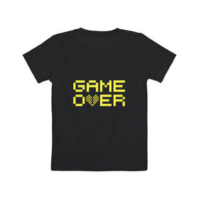 Детская футболка хлопок с принтом Game Over yellow в Рязани, 100% хлопок | круглый вырез горловины, полуприлегающий силуэт, длина до линии бедер | Тематика изображения на принте: 