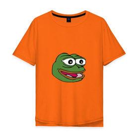 Мужская футболка хлопок Oversize с принтом Pepe frog в Рязани, 100% хлопок | свободный крой, круглый ворот, “спинка” длиннее передней части | Тематика изображения на принте: meme pepe мем прикол лягушка