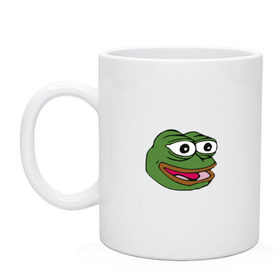 Кружка с принтом Pepe frog в Рязани, керамика | объем — 330 мл, диаметр — 80 мм. Принт наносится на бока кружки, можно сделать два разных изображения | Тематика изображения на принте: meme pepe мем прикол лягушка