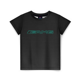 Детская футболка 3D с принтом AMG Turquoise-Carbon в Рязани, 100% гипоаллергенный полиэфир | прямой крой, круглый вырез горловины, длина до линии бедер, чуть спущенное плечо, ткань немного тянется | amg | auto | black | carbon | mercedes | turquoise | авто | амг | мерседес