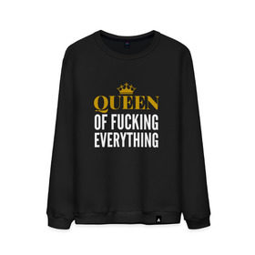 Мужской свитшот хлопок с принтом Queen of fucking everything в Рязани, 100% хлопок |  | для девушек | королева | корона | с надписью