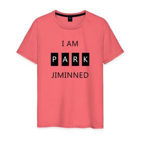 Мужская футболка хлопок с принтом BTS I am Park Jiminned в Рязани, 100% хлопок | прямой крой, круглый вырез горловины, длина до линии бедер, слегка спущенное плечо. | Тематика изображения на принте: bangtan | bangtan boys | bangtan sonyeondan | bts | bts jimin | jimin | k pop | park jimin | арми | бантан | бтс | бтс арми | бтс чимин | к поп | кей поп | пак чимин | чимин