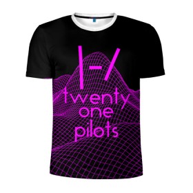 Мужская футболка 3D спортивная с принтом twenty one pilots neon music в Рязани, 100% полиэстер с улучшенными характеристиками | приталенный силуэт, круглая горловина, широкие плечи, сужается к линии бедра | группа | инди поп | синти поп