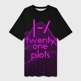 Платье-футболка 3D с принтом twenty one pilots neon music в Рязани,  |  | Тематика изображения на принте: группа | инди поп | синти поп