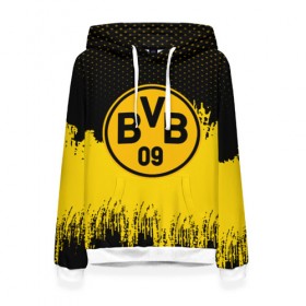 Женская толстовка 3D с принтом FC Borussia Uniform в Рязани, 100% полиэстер  | двухслойный капюшон со шнурком для регулировки, мягкие манжеты на рукавах и по низу толстовки, спереди карман-кенгуру с мягким внутренним слоем. | 